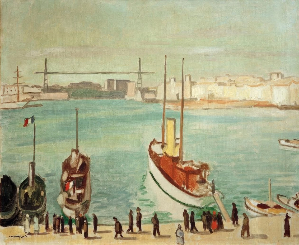Port de mer au soleil couchant
